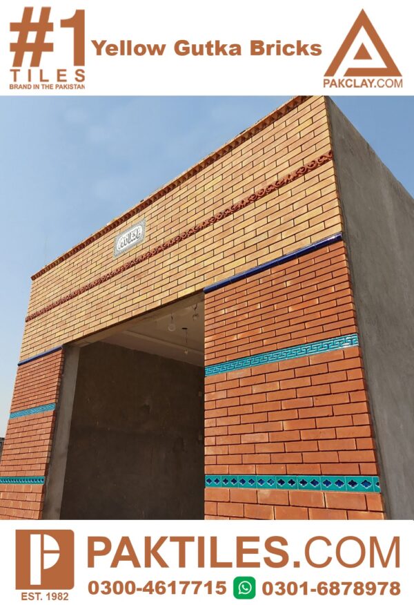 Red Gutka Bricks and Blue Multani Wall Tiles